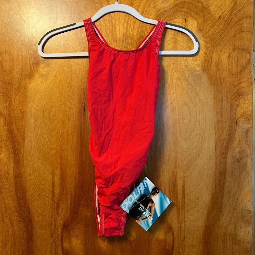 Dolfin Womens Swimsuit One Piece LTF Series Bathing Swim Suit Red Vintage NWT 30